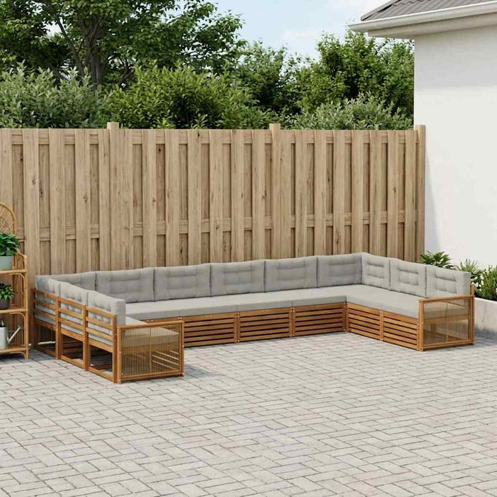 Sofasæt med pude 10 pcs Massivt Akacietræ