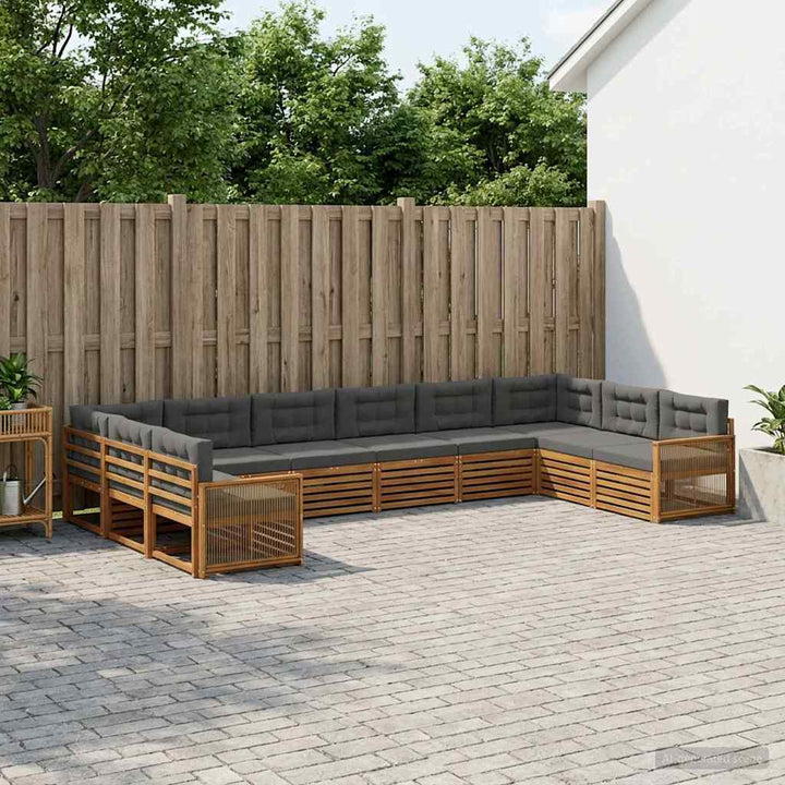 Sofasæt med pude 10 pcs Massivt Akacietræ