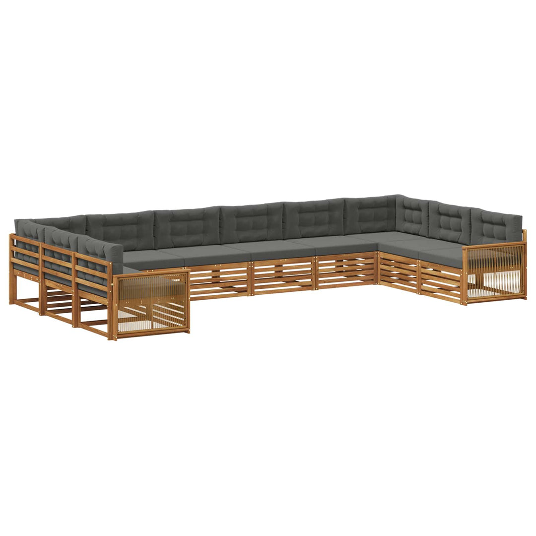 Sofasæt med pude 10 pcs Massivt Akacietræ