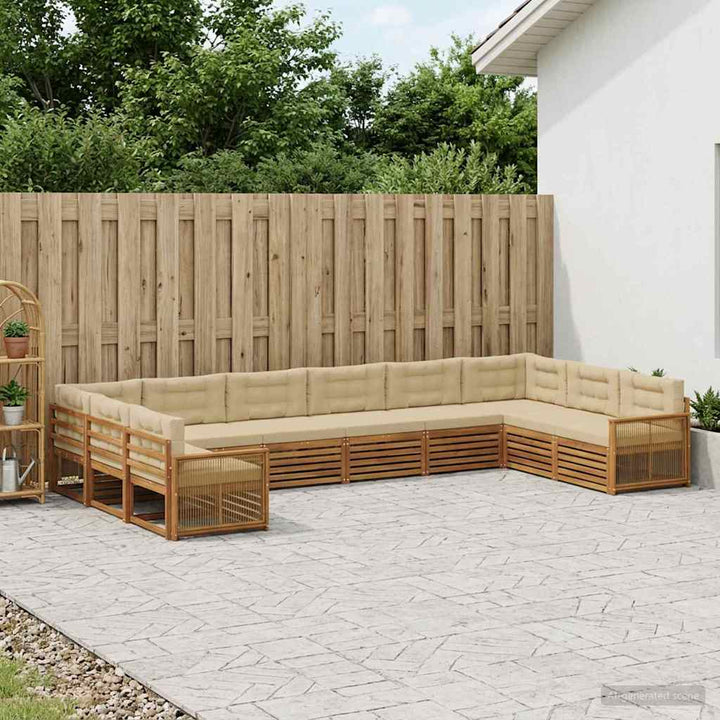 Sofasæt med pude 10 pcs Massivt Akacietræ