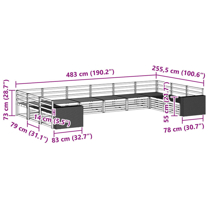 Sofasæt 10 pcs Massivt Akacietræ