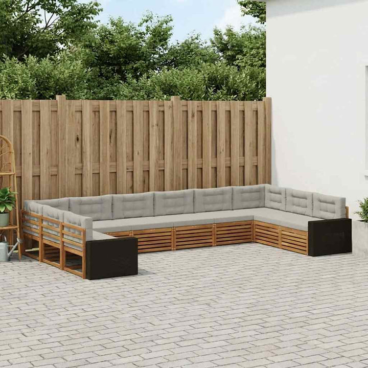 Sofasæt med pude 10 pcs Massivt Akacietræ