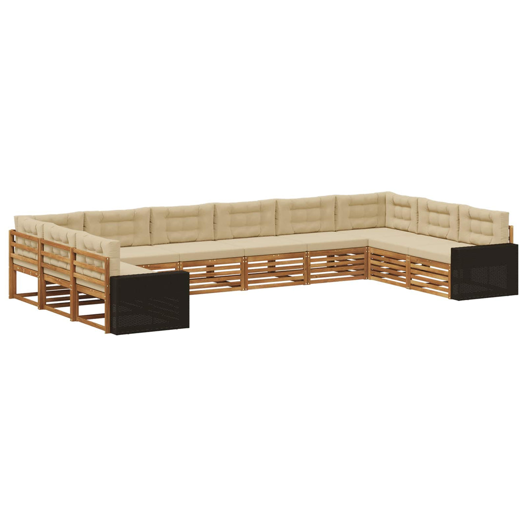 Sofasæt med pude 10 pcs Massivt Akacietræ