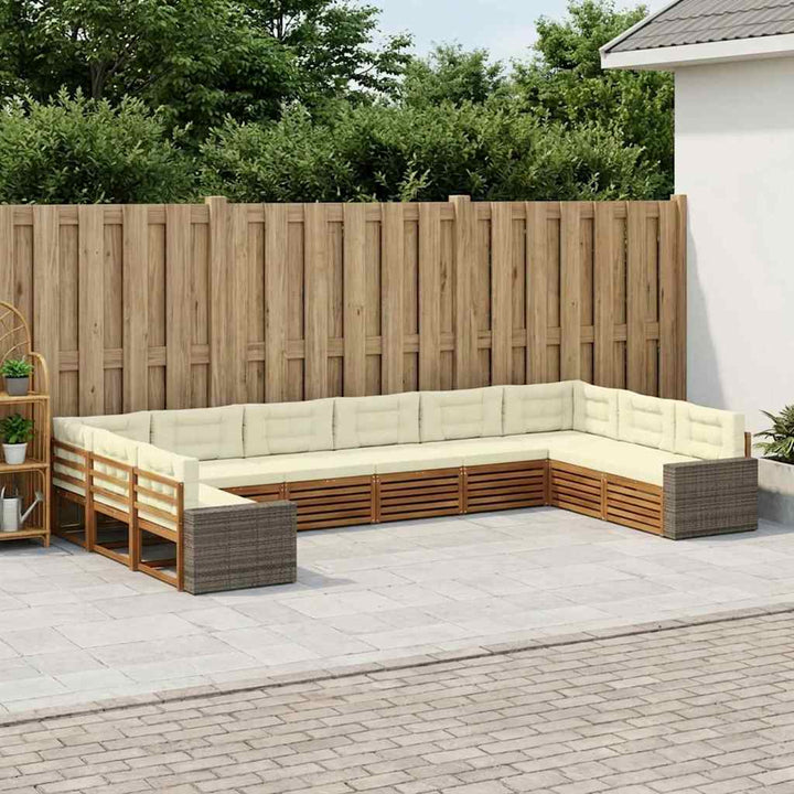 Sofasæt med pude 10 pcs Massivt Akacietræ