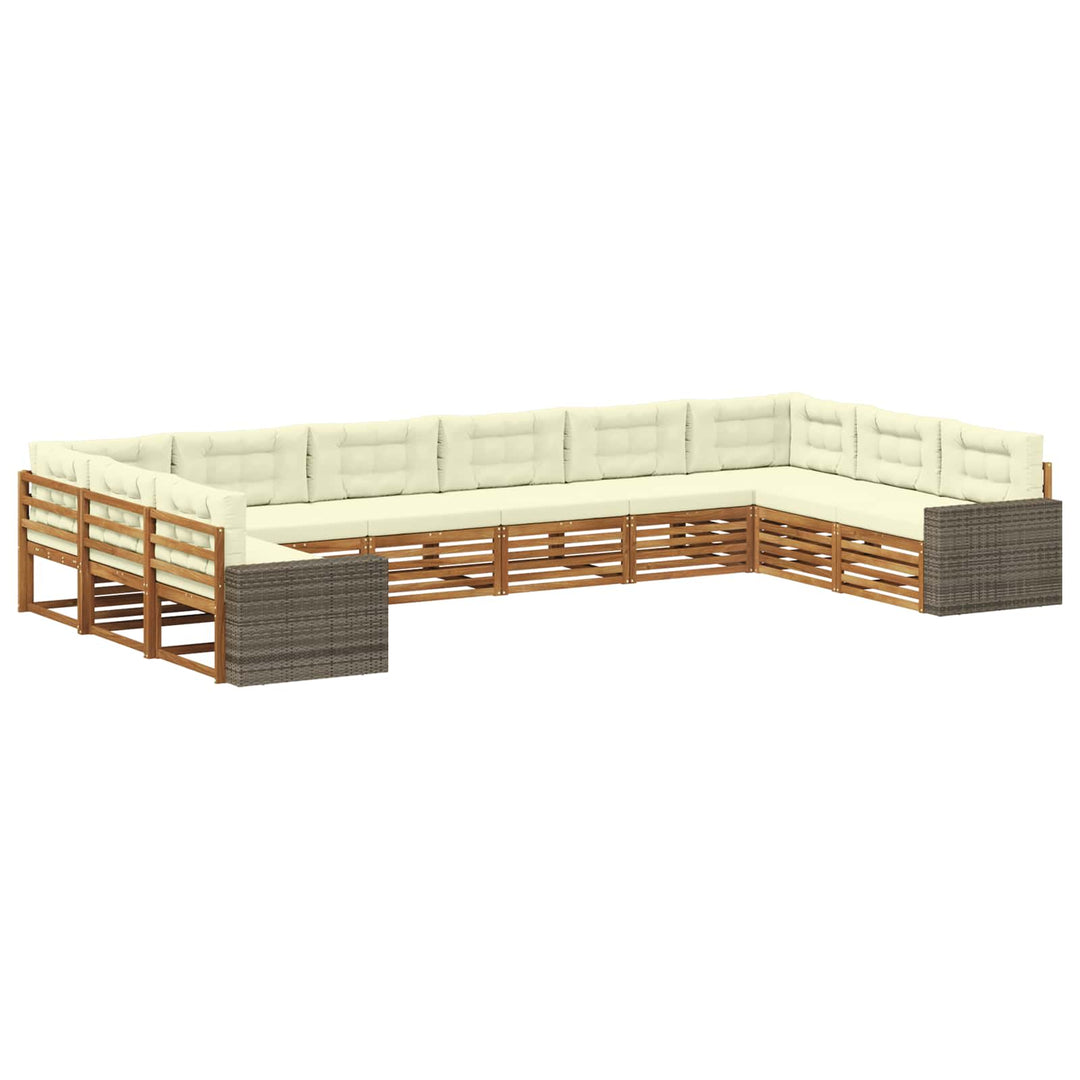 Sofasæt med pude 10 pcs Massivt Akacietræ