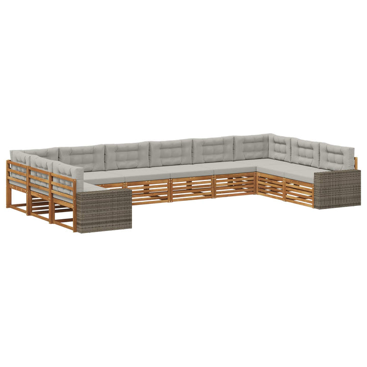 Sofasæt med pude 10 pcs Massivt Akacietræ