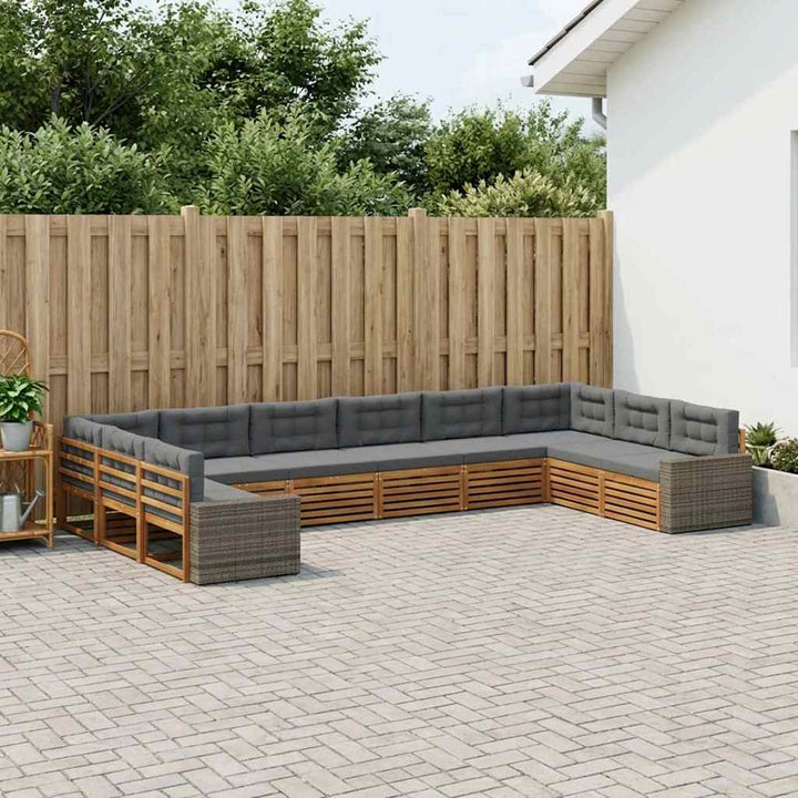 Sofasæt med pude 10 pcs Massivt Akacietræ