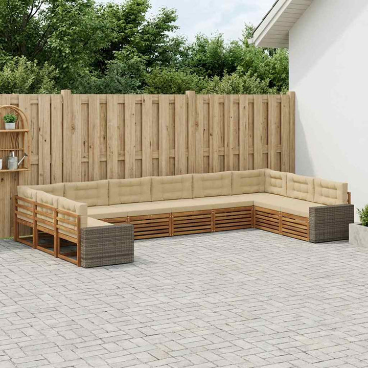 Sofasæt med pude 10 pcs Massivt Akacietræ
