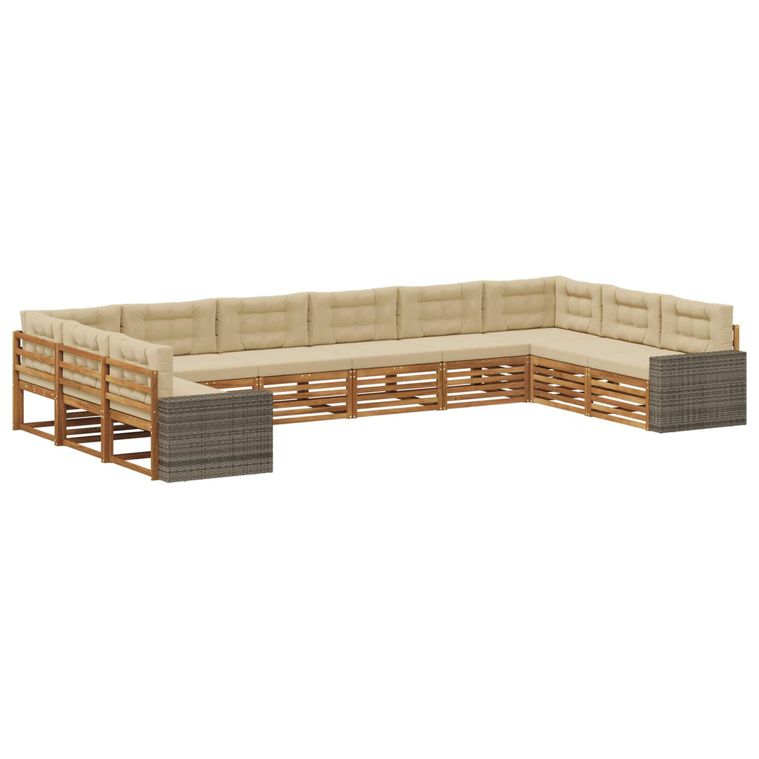 Sofasæt med pude 10 pcs Massivt Akacietræ