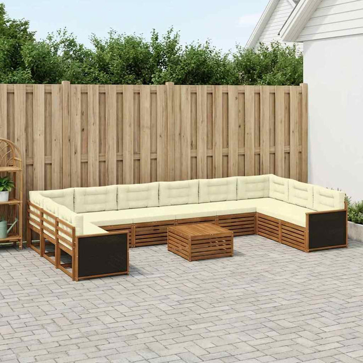 Sofasæt med pude 11 pcs Massivt Akacietræ