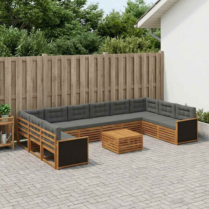 Sofasæt med pude 11 pcs Massivt Akacietræ