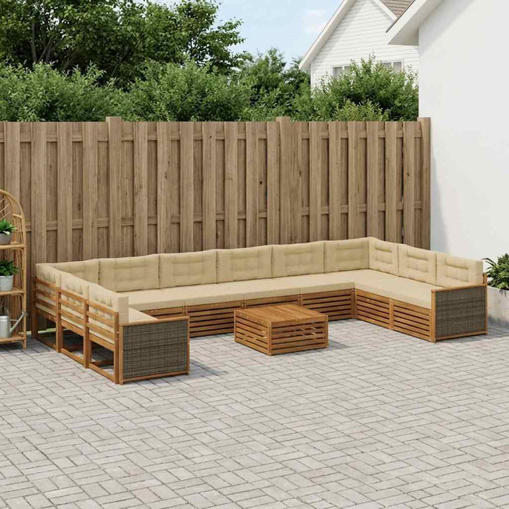 Sofasæt med pude 11 pcs Massivt Akacietræ