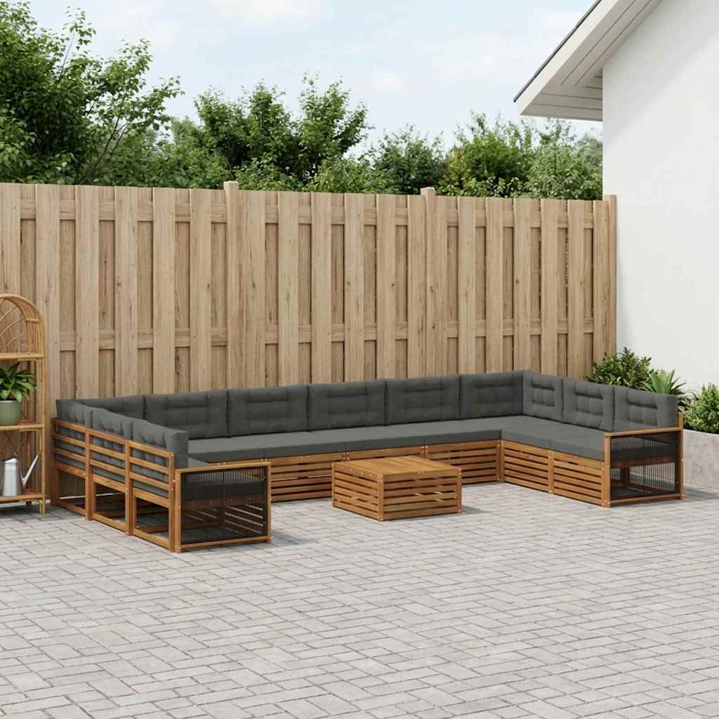 Sofasæt med pude 11 pcs Massivt Akacietræ
