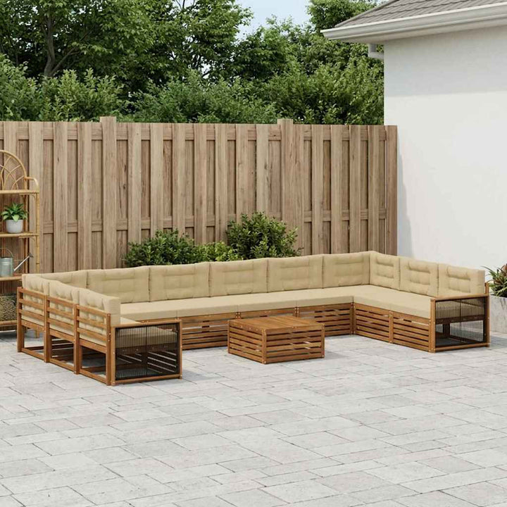 Sofasæt med pude 11 pcs Massivt Akacietræ