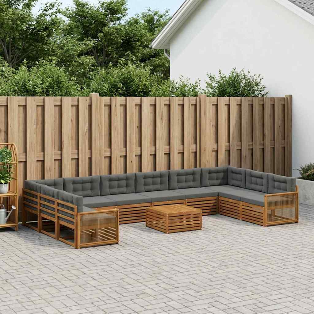 Sofasæt med pude 11 pcs Massivt Akacietræ