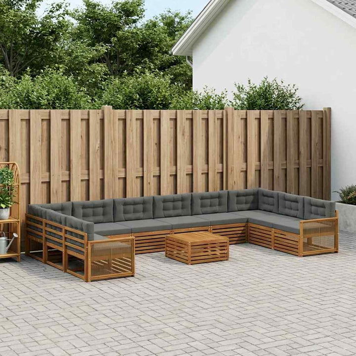 Sofasæt med pude 11 pcs Massivt Akacietræ