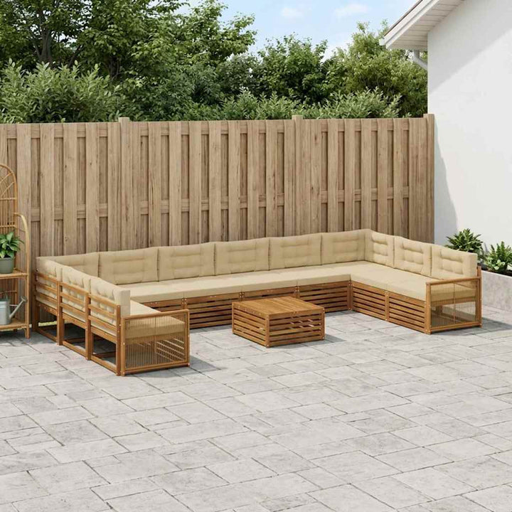 Sofasæt med pude 11 pcs Massivt Akacietræ