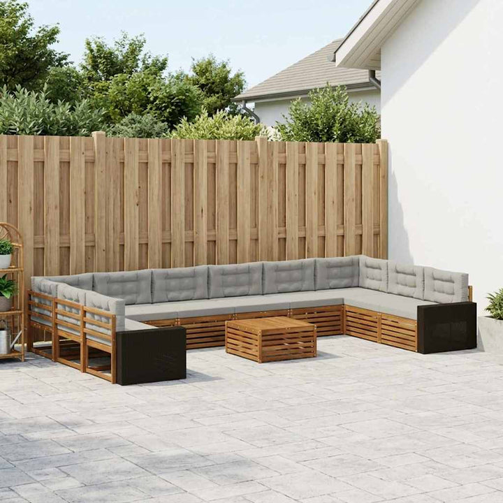 Sofasæt med pude 11 pcs Massivt Akacietræ
