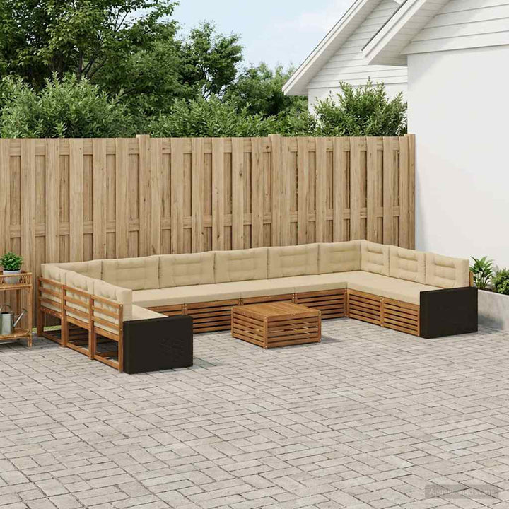 Sofasæt med pude 11 pcs Massivt Akacietræ