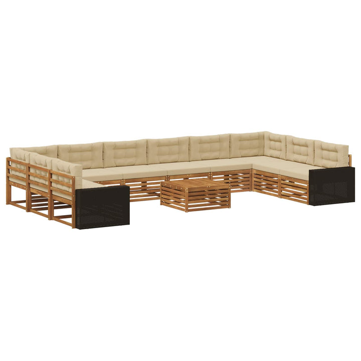 Sofasæt med pude 11 pcs Massivt Akacietræ