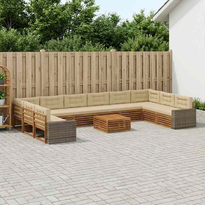 Sofasæt med pude 11 pcs Massivt Akacietræ