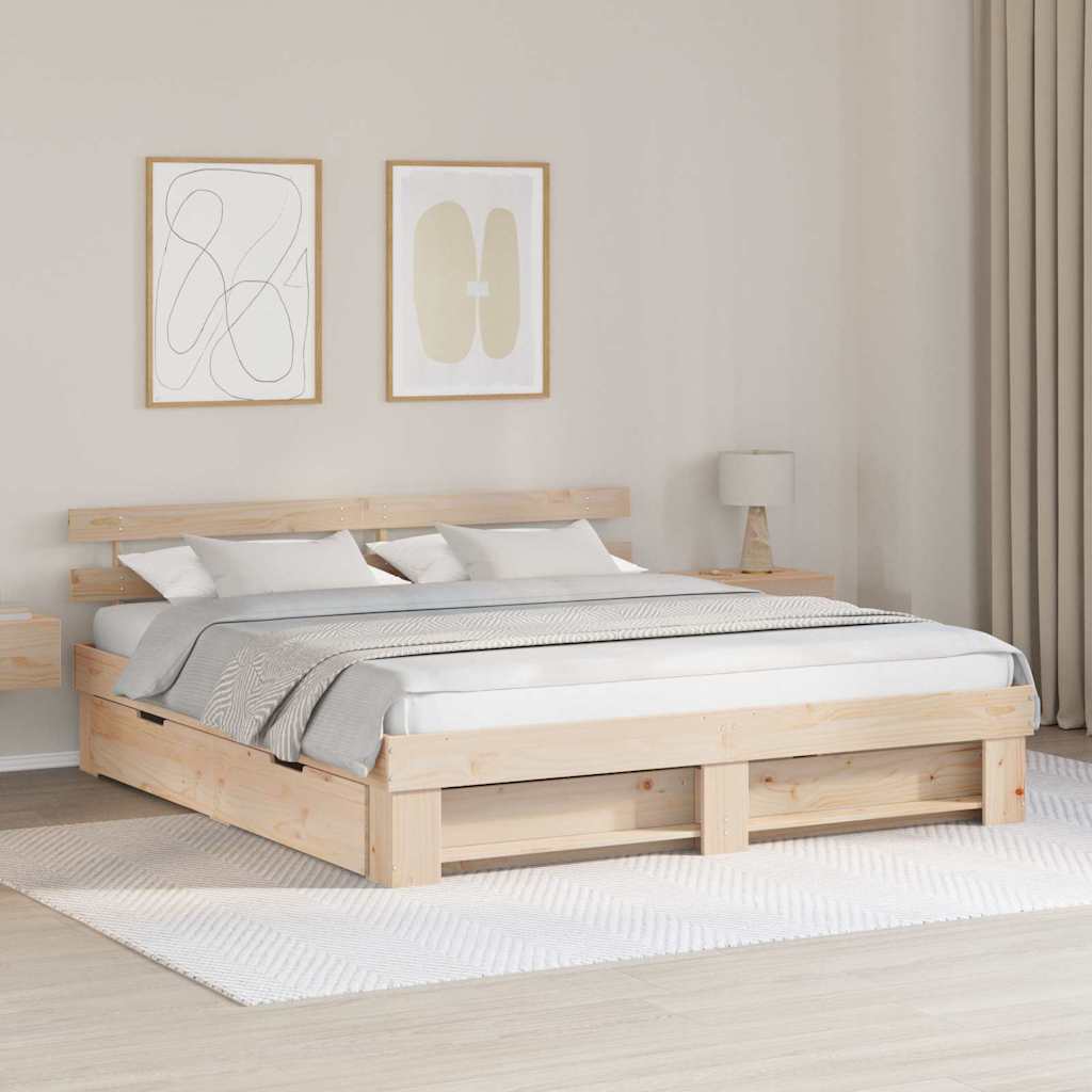 Sengestel med hovedgærde Brun 180 x 200 cm Massiv fyrretræ