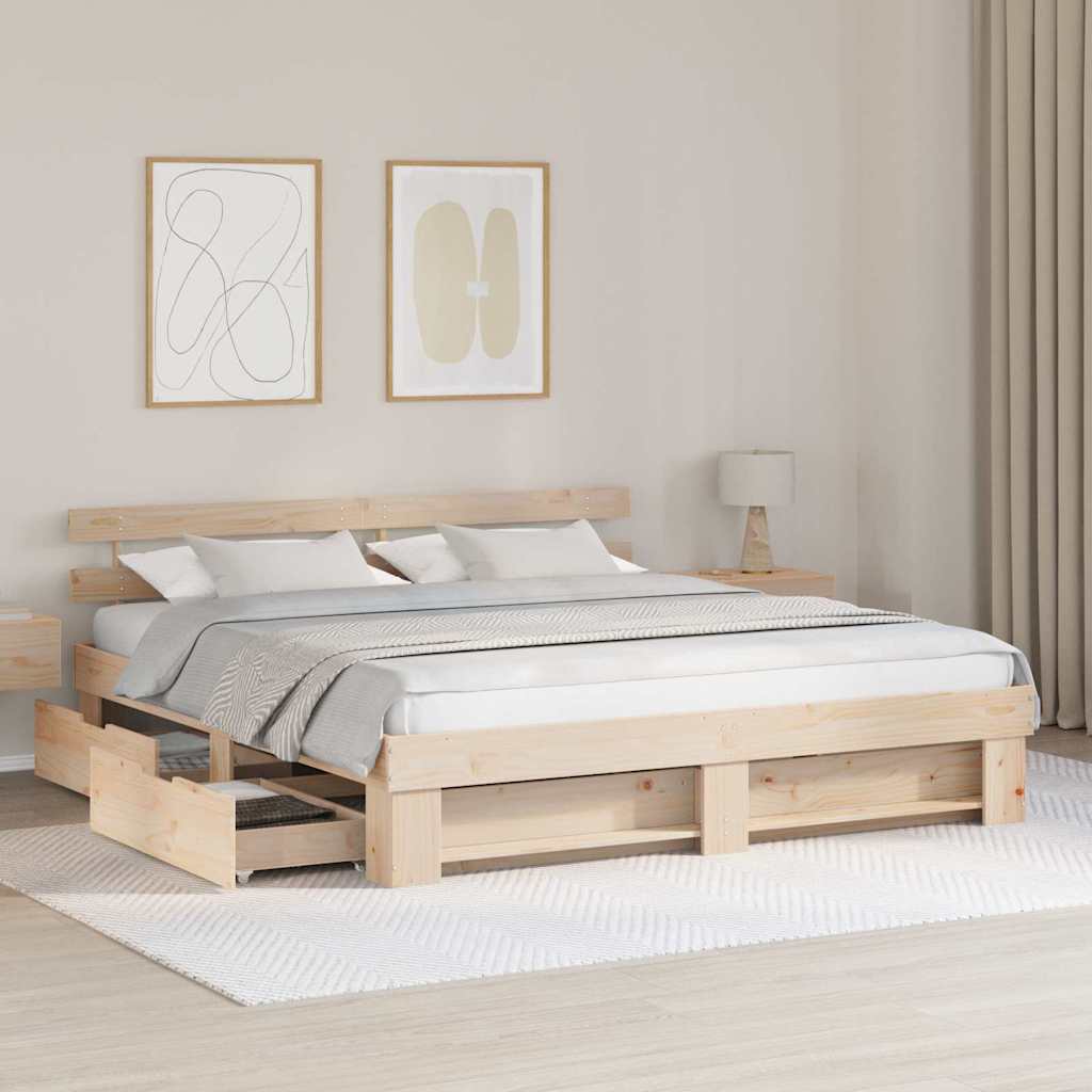 Sengestel med hovedgærde Brun 180 x 200 cm Massiv fyrretræ