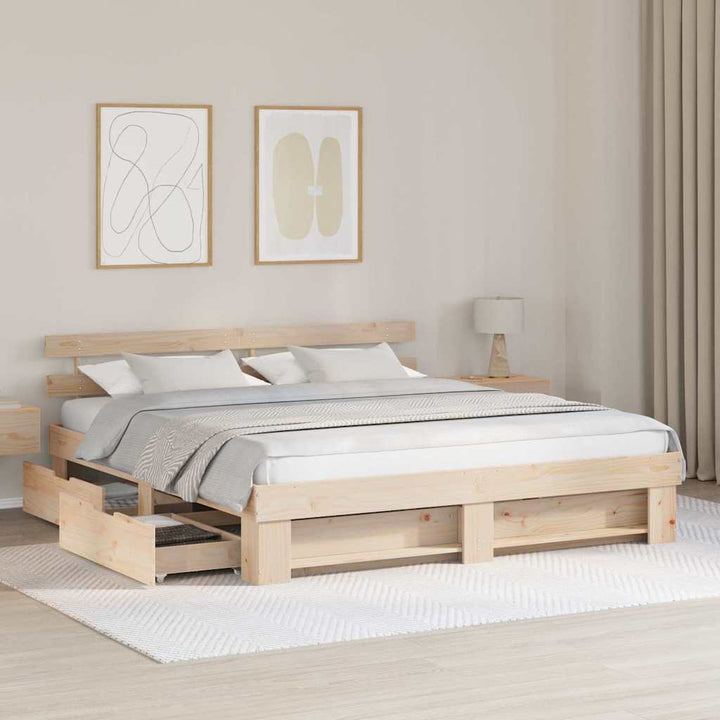 Sengestel med hovedgærde Brun 180 x 200 cm Massiv fyrretræ
