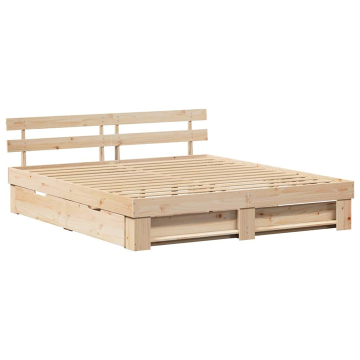 Sengestel med hovedgærde Brun 180 x 200 cm Massiv fyrretræ