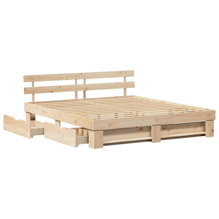 Sengestel med hovedgærde Brun 180 x 200 cm Massiv fyrretræ