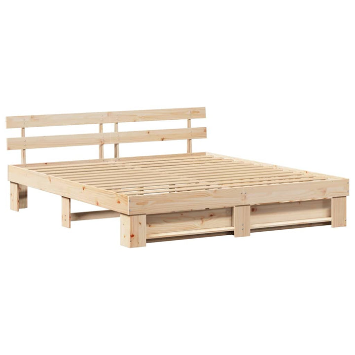 Sengestel med hovedgærde Brun 180 x 200 cm Massiv fyrretræ