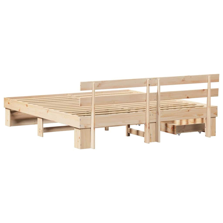 Sengestel med hovedgærde Brun 180 x 200 cm Massiv fyrretræ