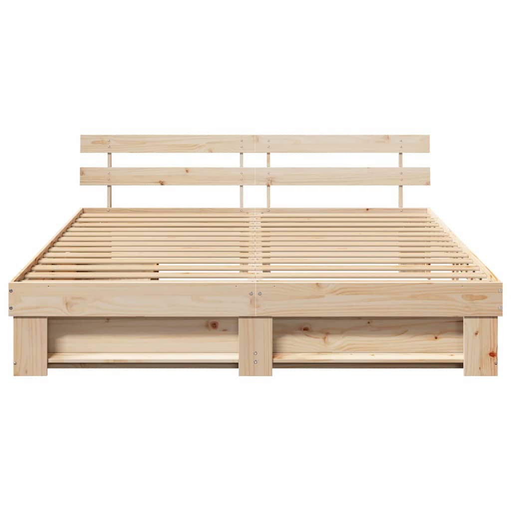 Sengestel med hovedgærde Brun 180 x 200 cm Massiv fyrretræ