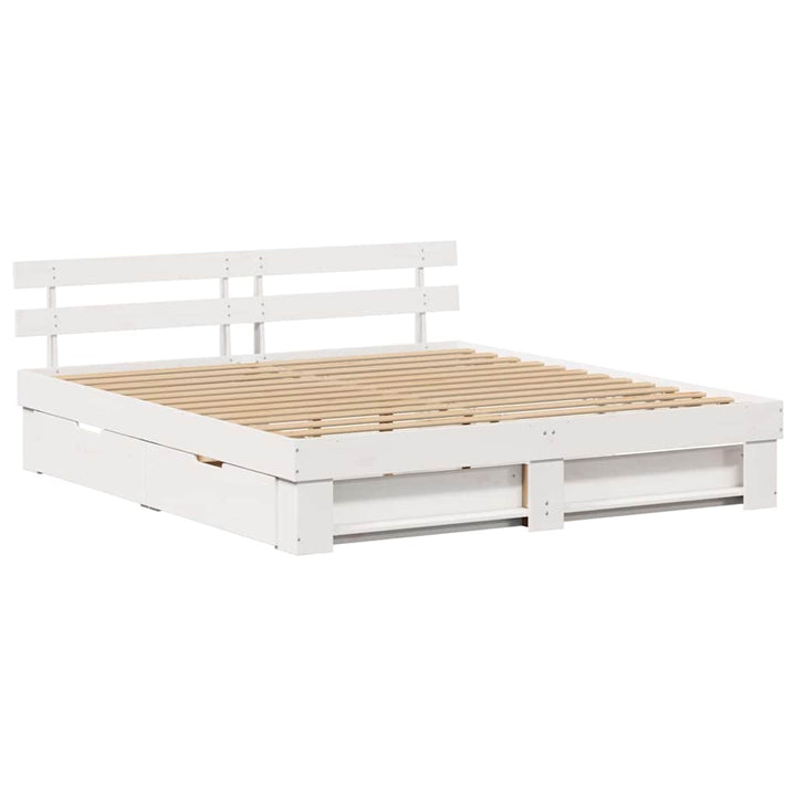 Sengestel med hovedgærde Hvid 180 x 200 cm Massiv fyrretræ