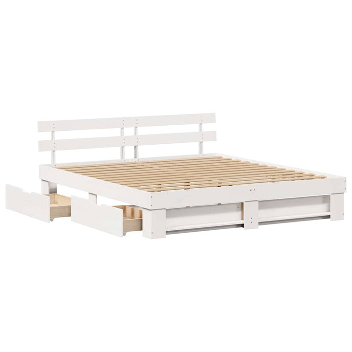 Sengestel med hovedgærde Hvid 180 x 200 cm Massiv fyrretræ
