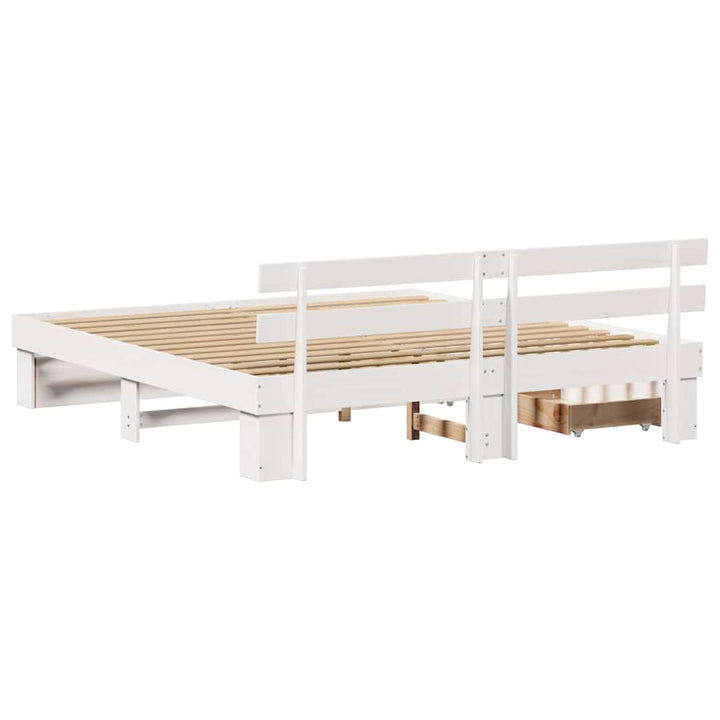 Sengestel med hovedgærde Hvid 180 x 200 cm Massiv fyrretræ