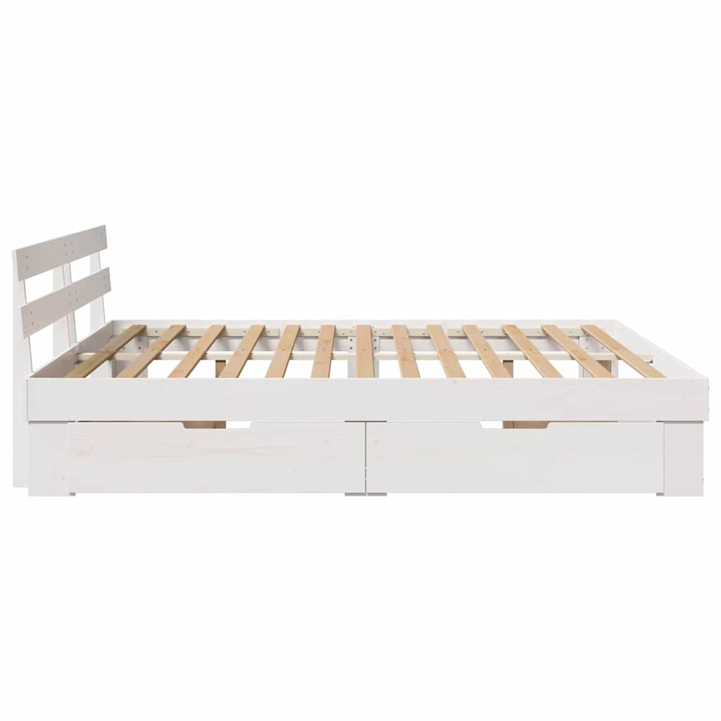 Sengestel med hovedgærde Hvid 180 x 200 cm Massiv fyrretræ
