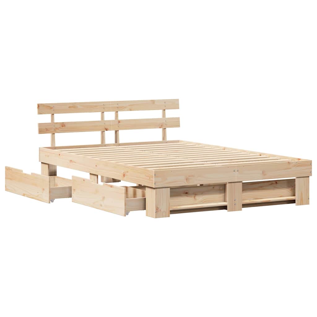 Sengestel med hovedgærde Brun 160 x 200 cm Massiv fyrretræ