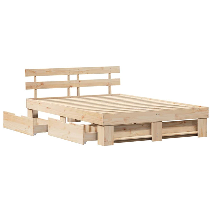 Sengestel med hovedgærde Brun 160 x 200 cm Massiv fyrretræ