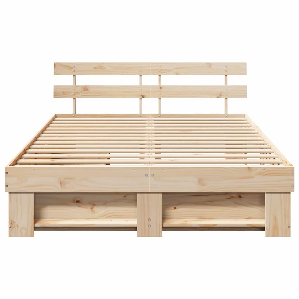 Sengestel med hovedgærde Brun 160 x 200 cm Massiv fyrretræ