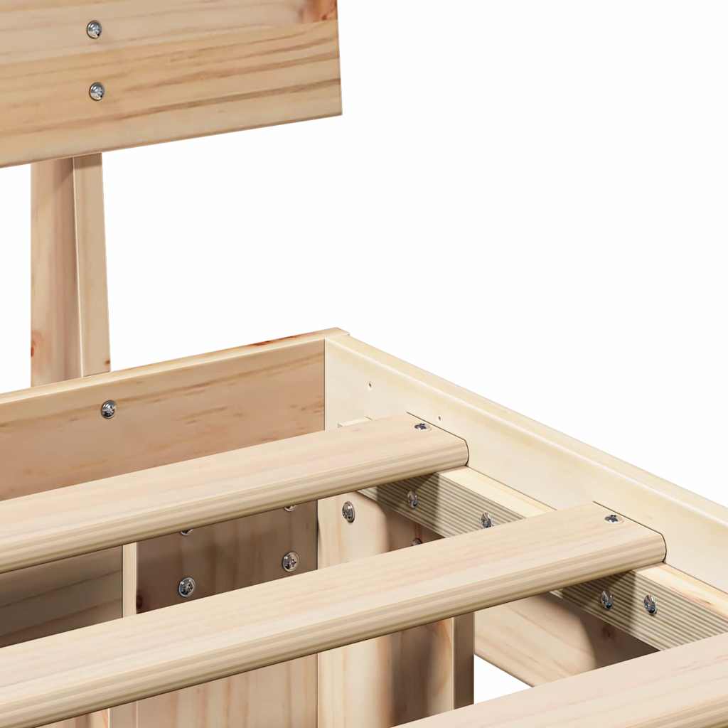 Sengestel med hovedgærde Brun 140 x 200 cm Massiv fyrretræ