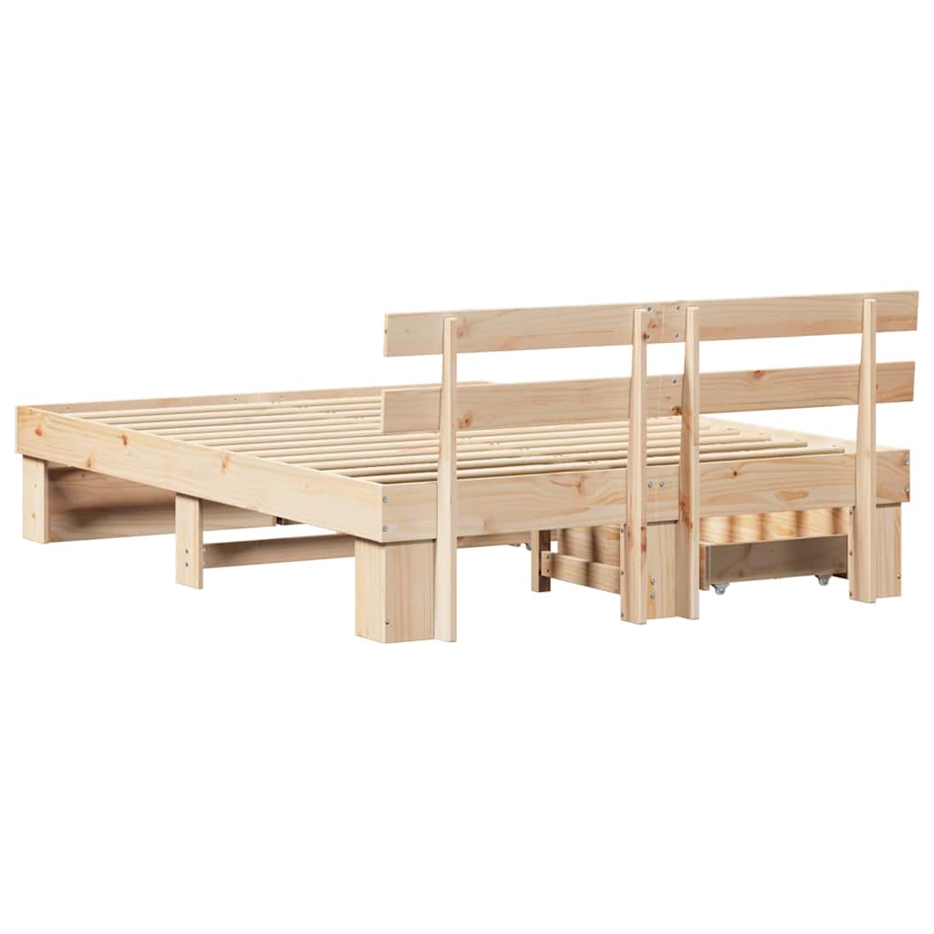 Sengestel med hovedgærde Brun 140 x 200 cm Massiv fyrretræ