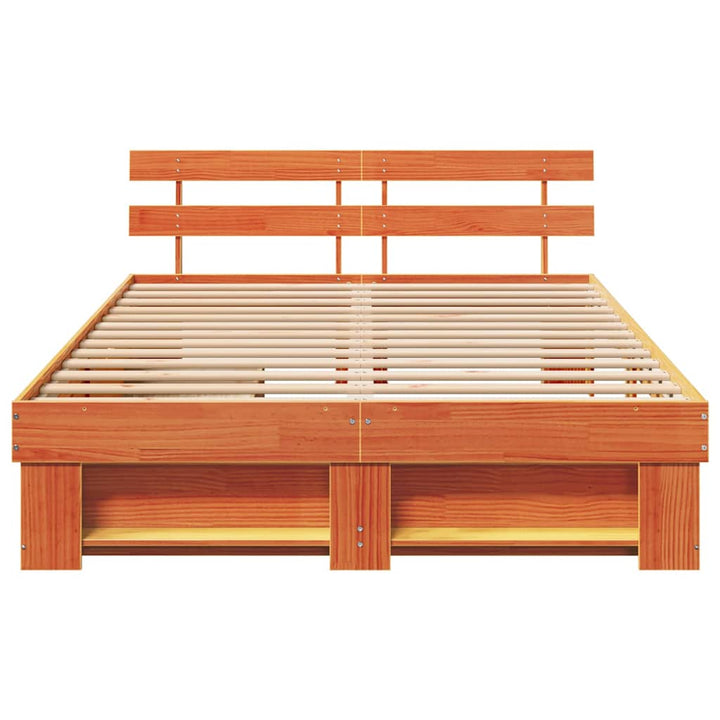 Sengestel med hovedgærde Voks brun 140 x 200 cm Massiv fyrretræ