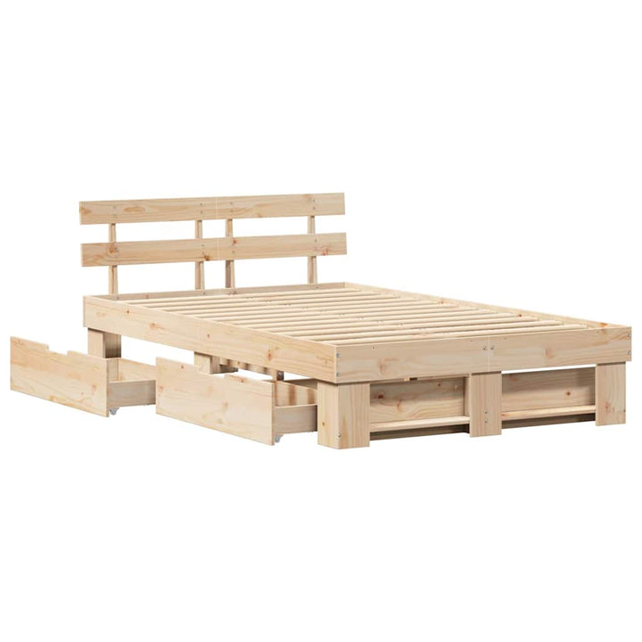 Sengestel med hovedgærde Brun 120 x 200 cm Massiv fyrretræ