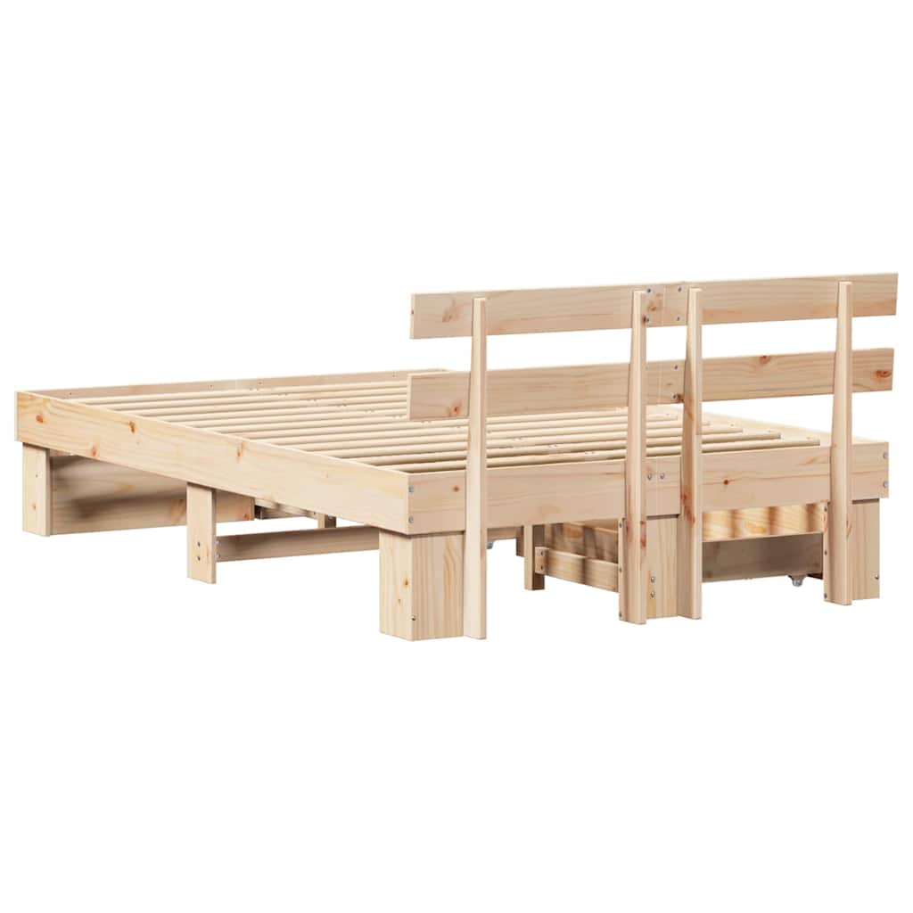 Sengestel med hovedgærde Brun 120 x 200 cm Massiv fyrretræ