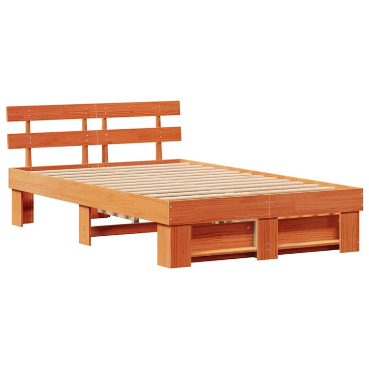 Sengestel med hovedgærde Voks brun 120 x 200 cm Massiv fyrretræ
