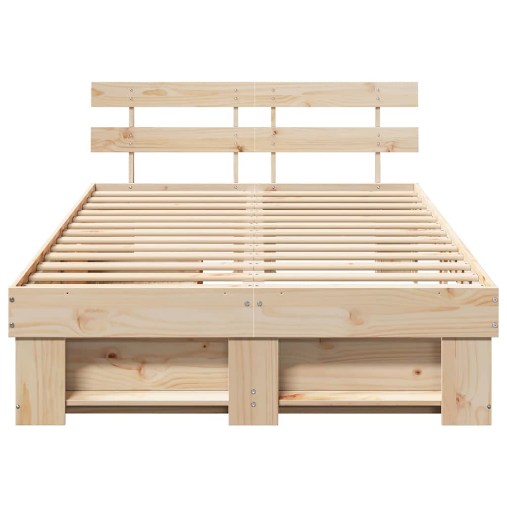 Sengestel med hovedgærde Brun 140 x 190 cm Massiv fyrretræ