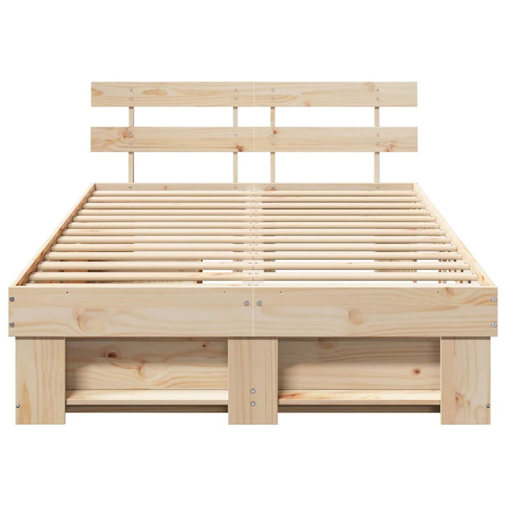 Sengestel med hovedgærde Brun 140 x 190 cm Massiv fyrretræ