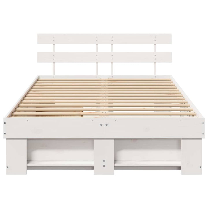 Sengestel med hovedgærde Hvid 140 x 190 cm Massiv fyrretræ