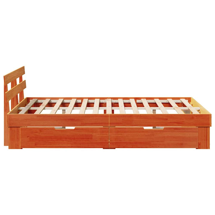 Sengestel med hovedgærde Voks brun 140 x 190 cm Massiv fyrretræ